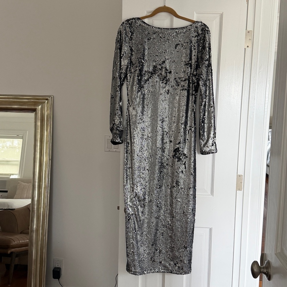 Calvin Klein Silver Sequin Midi Dress - Picture 10 of 12